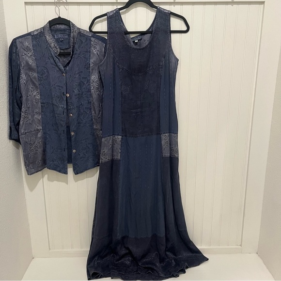Citron Santa Monica Dark Blue Patchwork Maxi Dress and Top - Picture 3 of 10